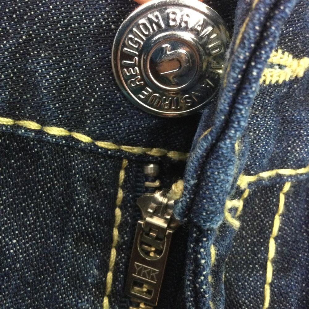 True Religion Rainbow Ricky Men's Dark Wash Straight Leg Flap Pockets Jeans 36 - Picture 7 of 14